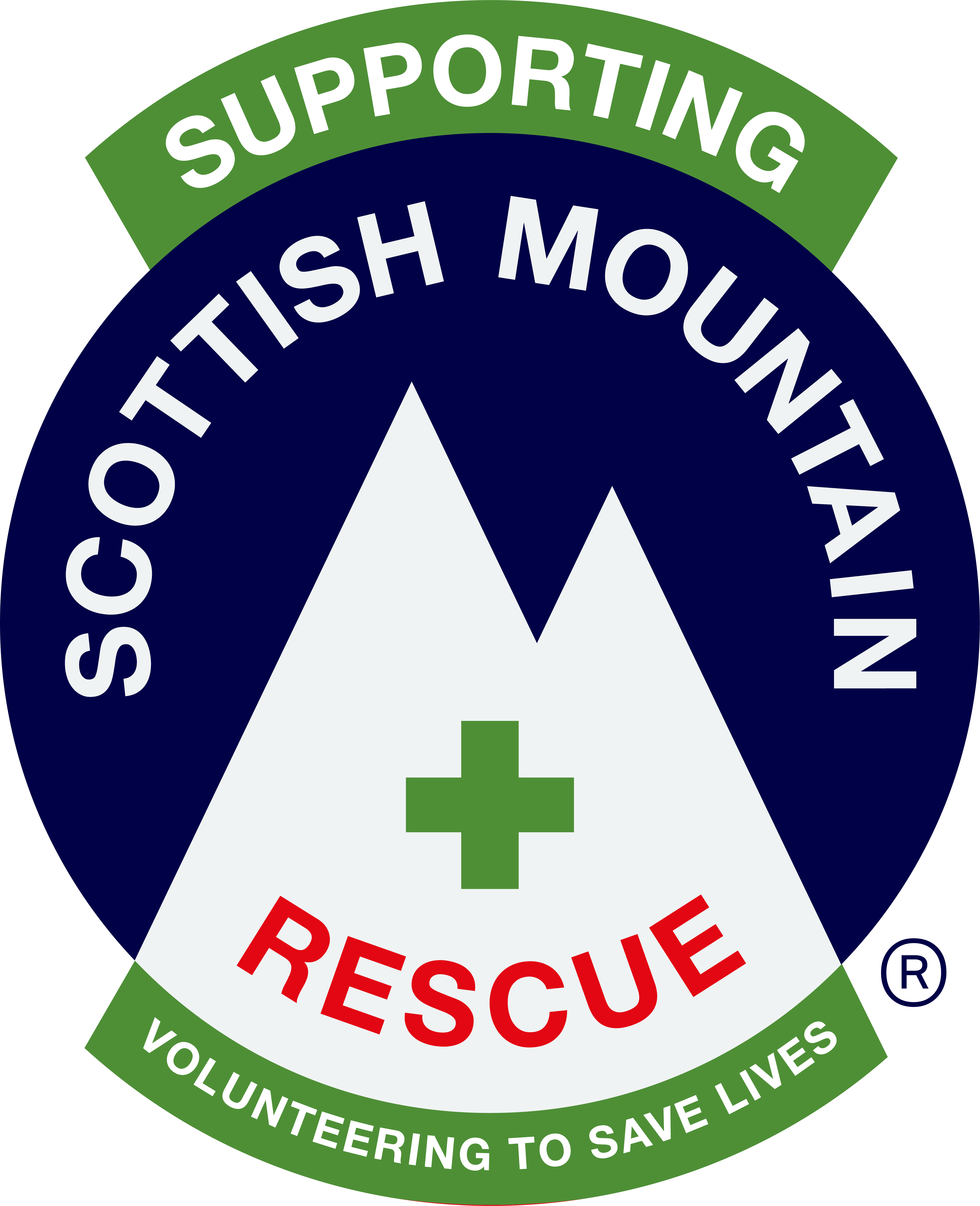 Supporting-SMR-Badge-RGB – green and strap Scottish Mountain Rescue Logo